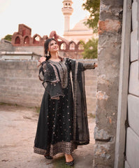 Glimmering Black Color Sequence Work Long Anarkali Gown