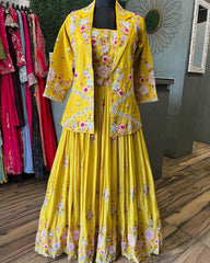 Festive Wear Yellow Color Lehenga Choli With Koti