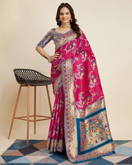 Designer Zari Thread Pink Patola Silk Saree