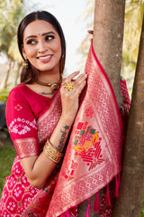 Preferable Gharchola Bandhej Pink Color Silk Saree