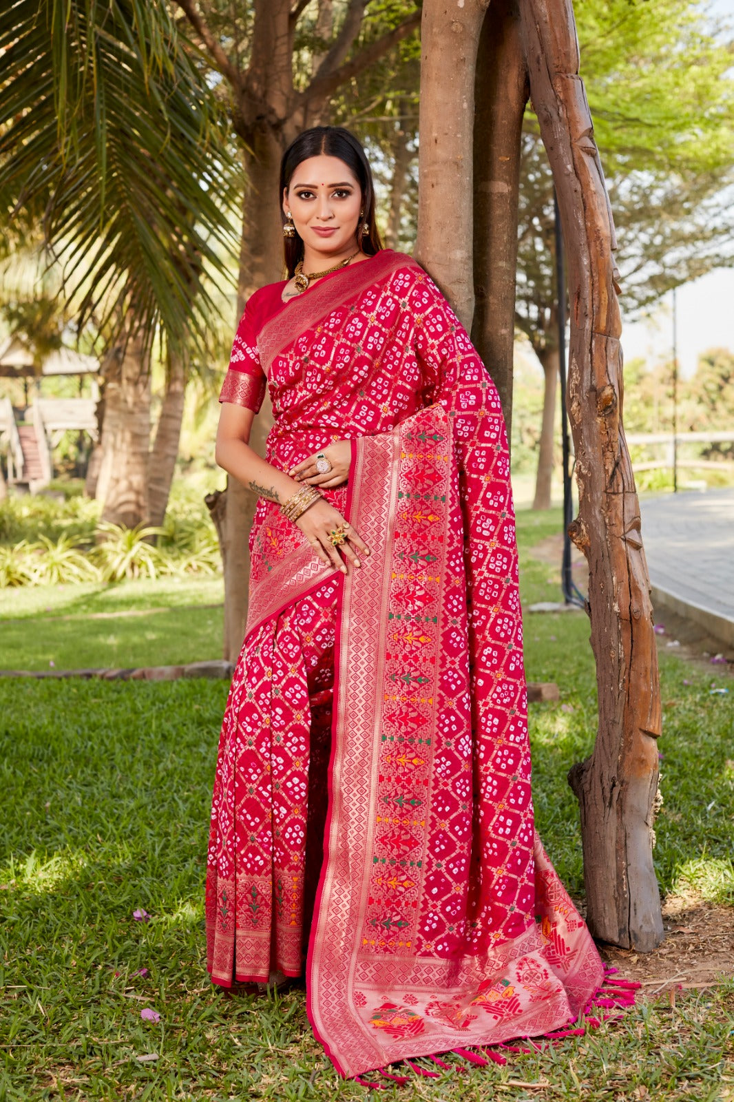 Preferable Gharchola Bandhej Pink Color Silk Saree