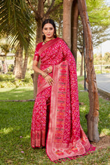 Preferable Gharchola Bandhej Pink Color Silk Saree