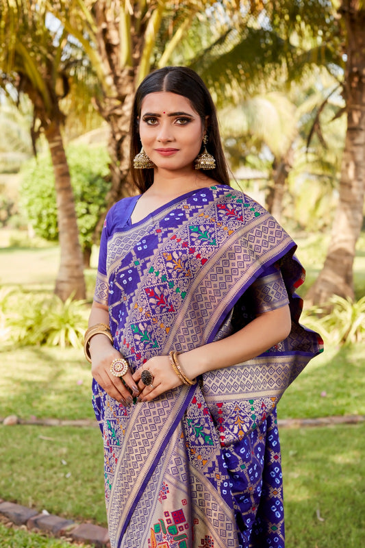 Preferable Gharchola Bandhej Purple Color Silk Saree