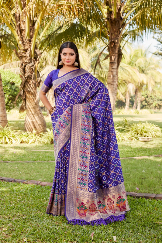 Preferable Gharchola Bandhej Purple Color Silk Saree