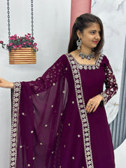 Exotic Wine Color 7 MM Sequence Work Sharara Suit