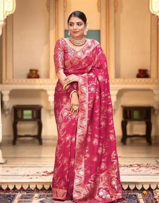 Wedding Wear Banarasi Silk Dark Pink Saree