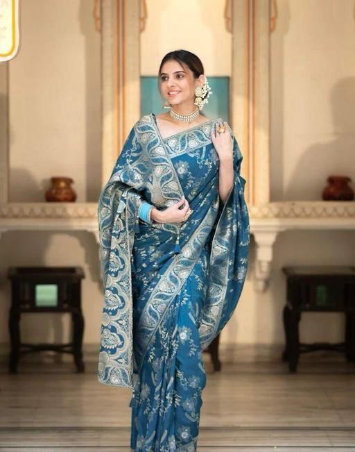 Wedding Wear Banarasi Silk Blue Color Saree