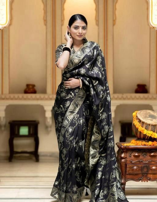 Wedding Wear Banarasi Silk Black Saree