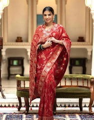 Wedding Wear Banarasi Silk Red Color Saree