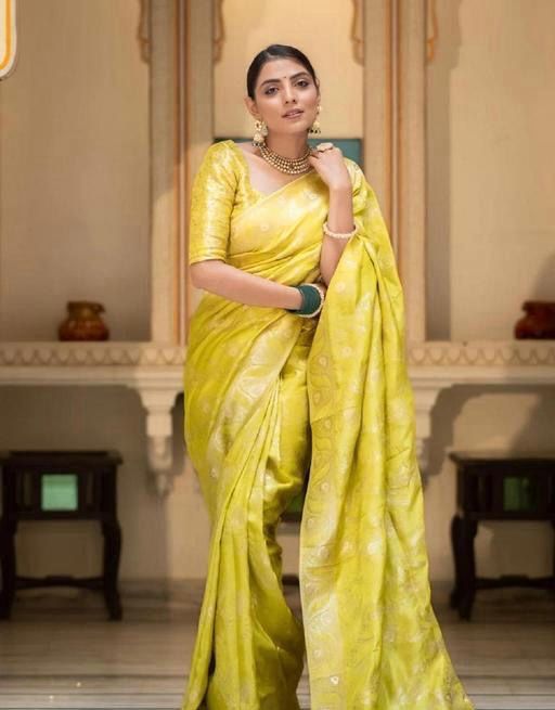 Wedding Wear Banarasi Silk Yellow Color Saree