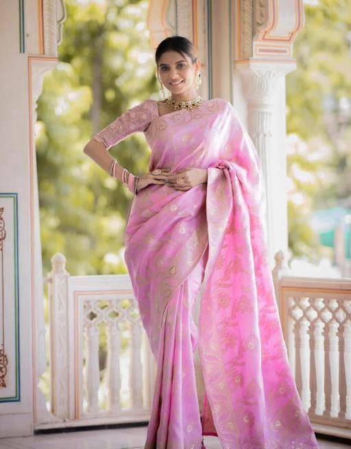 Wedding Wear Banarasi Silk Light Pink Color Saree