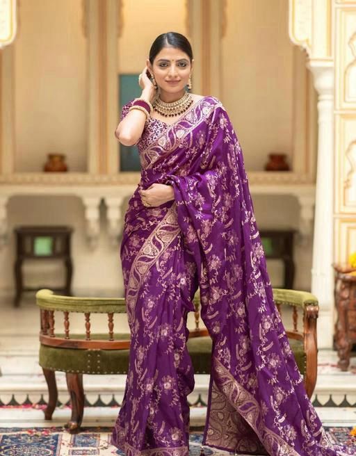 Wedding Wear Banarasi Silk Lavender Color Saree