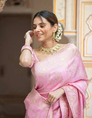 Wedding Wear Banarasi Silk Light Pink Color Saree