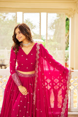 Classic Georgette Pink Color Sequence Work Lehenga Choli