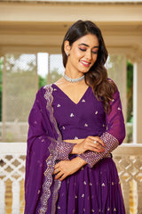 Classic Georgette Purple Color Sequence Work Lehenga Choli