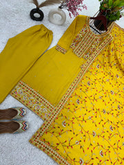 Adorable Chinon Silk Sequence Work Yellow Color Salwar Suit