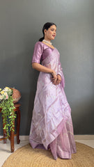 Shining Lavender Color Sequence Work Ready To Wear Saree