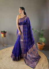 Blissful Jacquard Weaving Border Blue Color Silk Saree