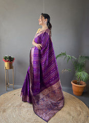 Blissful Jacquard Weaving Border Purple Color Silk Saree