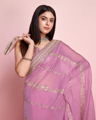 Ceremony Wear Embroidery Work Light Pink Color Saree