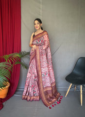 Outstanding Kashmiri Digital Print Maroon Border Saree