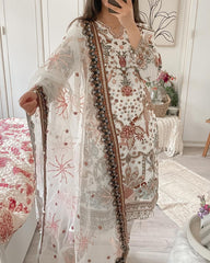 Fancy Heavy Chine Work White Color Salwar Suit