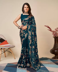 Festive Wear Rangoli Silk Blue Color Saree