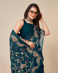 Festive Wear Rangoli Silk Blue Color Saree