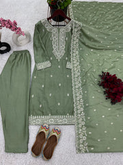 Green Color Sequence Work Awesome Salwar Suit