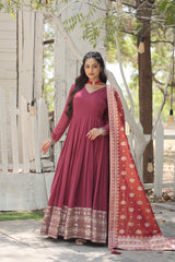 Daisy Sequence Embroidered Work Dusty Pink Gown With Dupatta