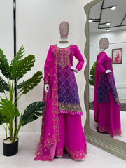 Glorious Sequence With Digital Print Pink Color Palazzo Suit