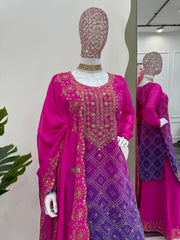 Glorious Sequence With Digital Print Pink Color Palazzo Suit