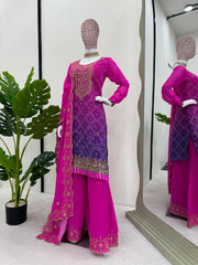 Glorious Sequence With Digital Print Pink Color Palazzo Suit