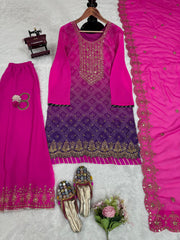 Glorious Sequence With Digital Print Pink Color Palazzo Suit