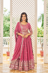 Fancy Georgette Pink Color Sequence Work Lehenga Choli