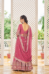 Fancy Georgette Pink Color Sequence Work Lehenga Choli