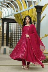 Occasion Wear Embroidery Work Red Color Gown With Duppatta