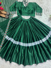 Green Color Embroidered Work Attractive Silk Lehenga choli