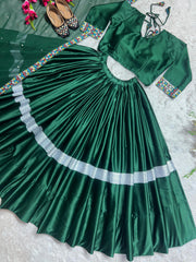 Green Color Embroidered Work Attractive Silk Lehenga choli