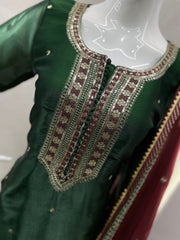 Pakistani Style Green Color jimmy Choo Sharara Suit