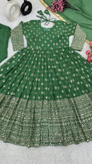 Shining Sequence Work Green Color Gown With Dupatta