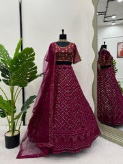 Festive Wear Sequence Work Maroon Color Lehenga Choli