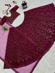 Festive Wear Sequence Work Maroon Color Lehenga Choli