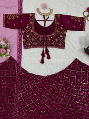 Festive Wear Sequence Work Maroon Color Lehenga Choli