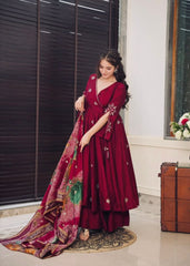 Ravishing Georgette Red Color Embroidery Work Anarkali Gown