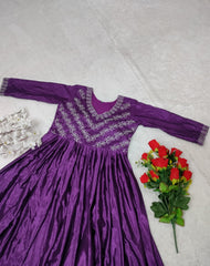 Luxuriant Threads & Sequence Work Purple Color Long Gown