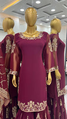 Fabulous Georgette Maroon Color Sharara Suit