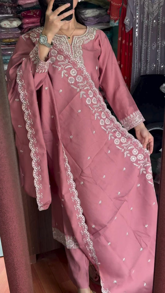 Peach Color Sequence Work Awesome Salwar Suit