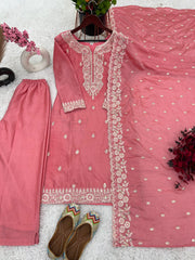 Peach Color Sequence Work Awesome Salwar Suit