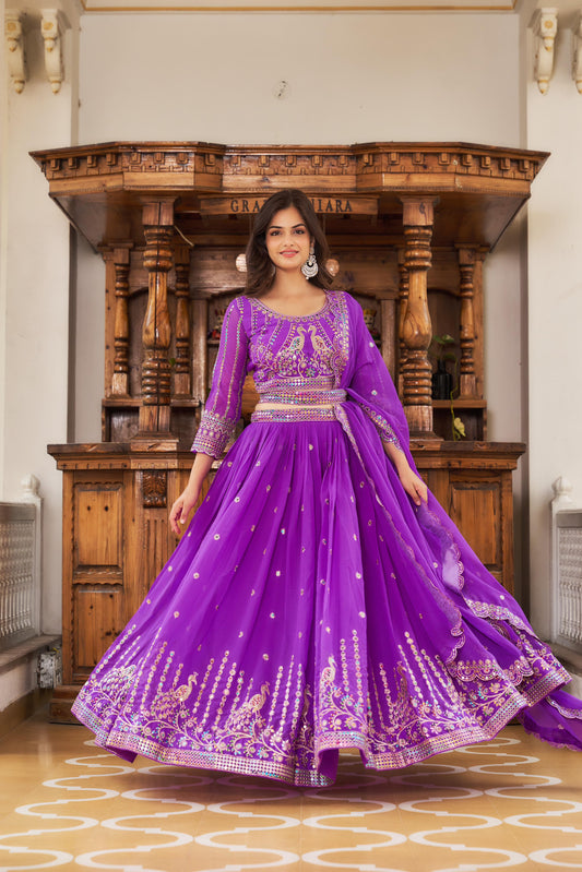 Alluring Sequence Work Purple Color Lehenga Choli